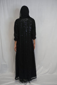 Qaiya London - Sequin Beaded Open Abaya And Slip Dress