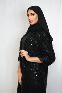 Sequin abaya black open 