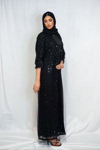 Qaiya London - Sequin Beaded Open Abaya And Slip Dress